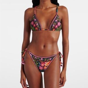 FARM Rio Floral Bikini Bottom - Black and Pink